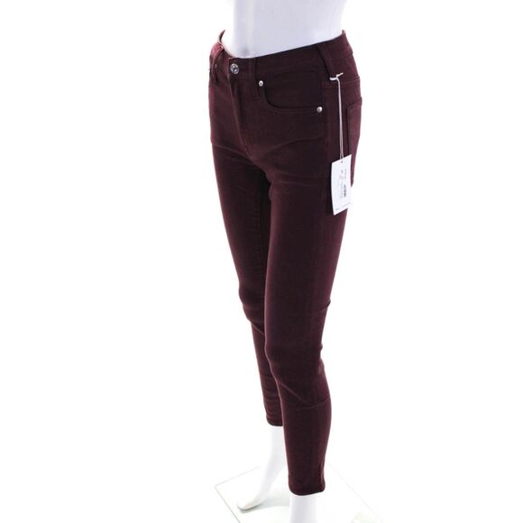 Edwin Womens Pixie 9" Mid Rise Skinny Ankle Jeans Pants Wine Red Size 26 - Picture 3 of 6